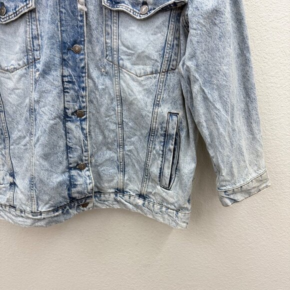 Free People Flawless Hooded Denim Oversized Button Jean Jacket Womens size Large - Picture 4 of 10